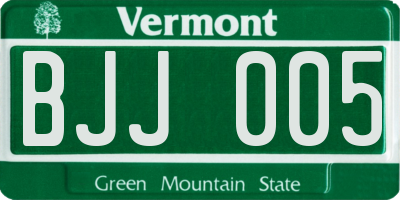 VT license plate BJJ005