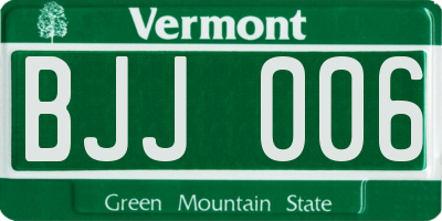 VT license plate BJJ006