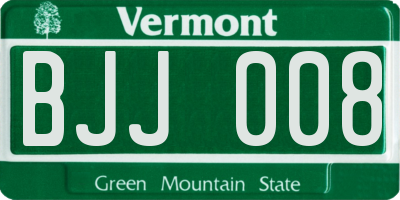 VT license plate BJJ008