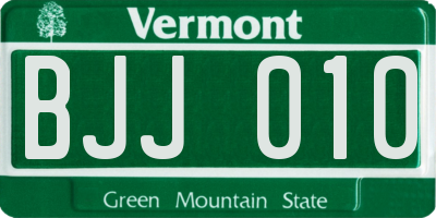 VT license plate BJJ010