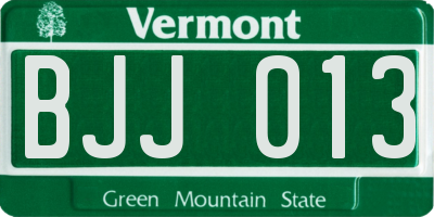 VT license plate BJJ013