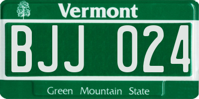 VT license plate BJJ024