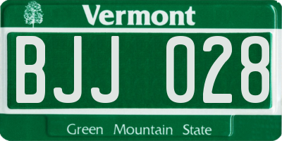 VT license plate BJJ028
