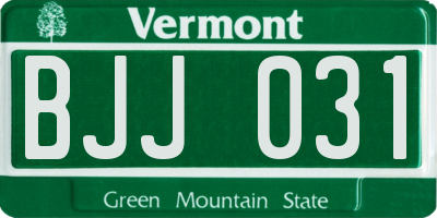 VT license plate BJJ031