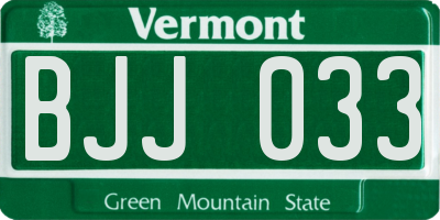 VT license plate BJJ033