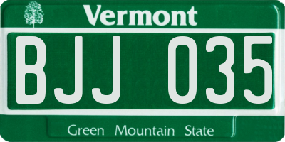 VT license plate BJJ035