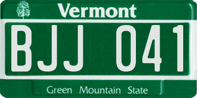 VT license plate BJJ041