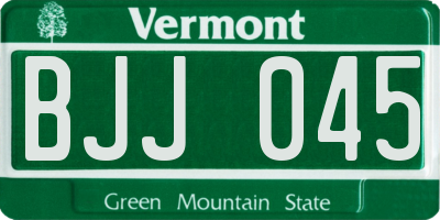 VT license plate BJJ045