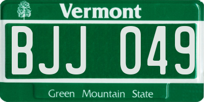 VT license plate BJJ049