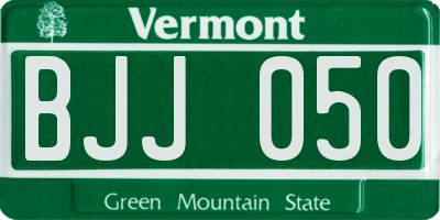 VT license plate BJJ050