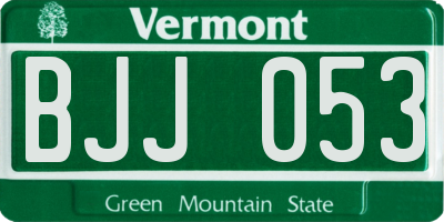 VT license plate BJJ053