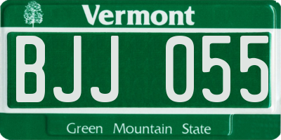 VT license plate BJJ055