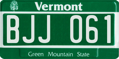 VT license plate BJJ061