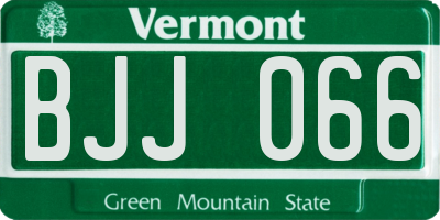 VT license plate BJJ066
