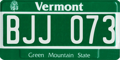 VT license plate BJJ073