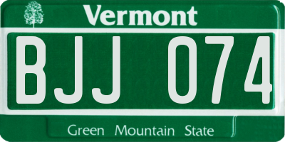 VT license plate BJJ074