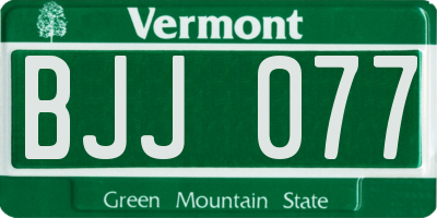 VT license plate BJJ077