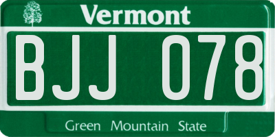 VT license plate BJJ078