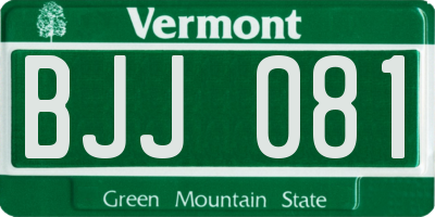 VT license plate BJJ081