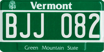 VT license plate BJJ082