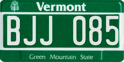 VT license plate BJJ085
