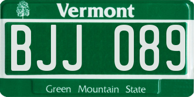 VT license plate BJJ089