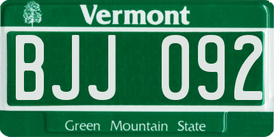 VT license plate BJJ092