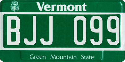 VT license plate BJJ099