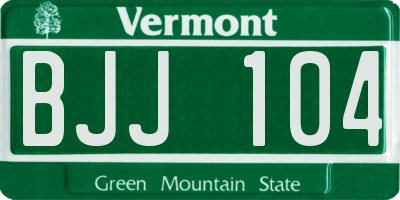 VT license plate BJJ104