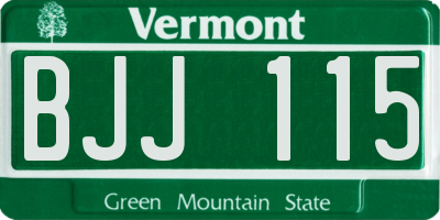 VT license plate BJJ115