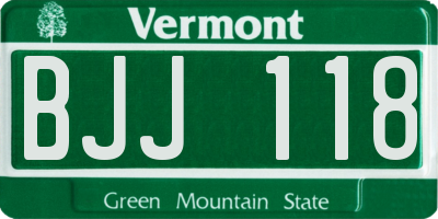 VT license plate BJJ118