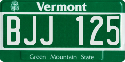 VT license plate BJJ125