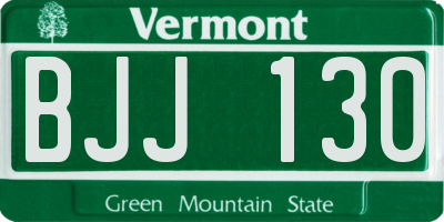 VT license plate BJJ130