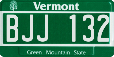 VT license plate BJJ132