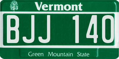 VT license plate BJJ140