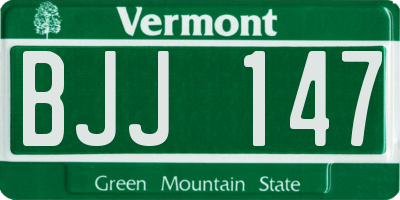 VT license plate BJJ147
