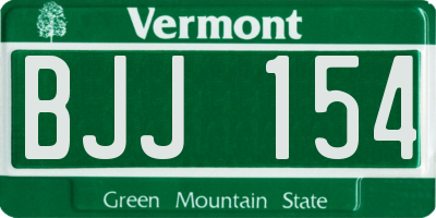 VT license plate BJJ154