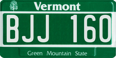 VT license plate BJJ160