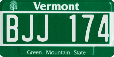 VT license plate BJJ174