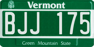 VT license plate BJJ175