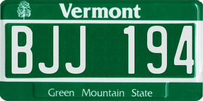 VT license plate BJJ194