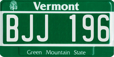 VT license plate BJJ196