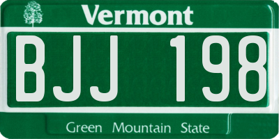 VT license plate BJJ198