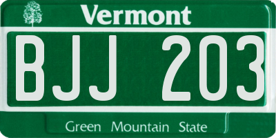 VT license plate BJJ203