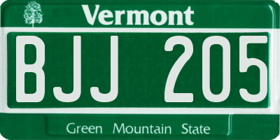 VT license plate BJJ205