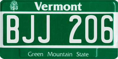 VT license plate BJJ206