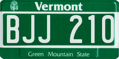 VT license plate BJJ210