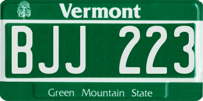 VT license plate BJJ223