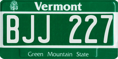 VT license plate BJJ227