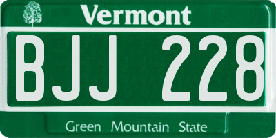 VT license plate BJJ228